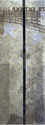 Sicherheitsfaden auf der Rückseite einer 200-Euro-Banknote