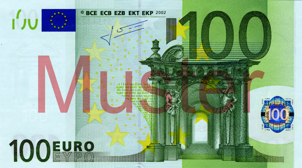 100 Euro Schein Muster / Euroscheine - Bildagentur für ...
