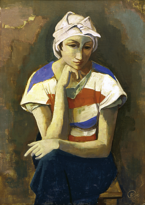 Karl Hofer, Die Sinnende, 1936, Öl auf Leinwand, 100 x 70 cm