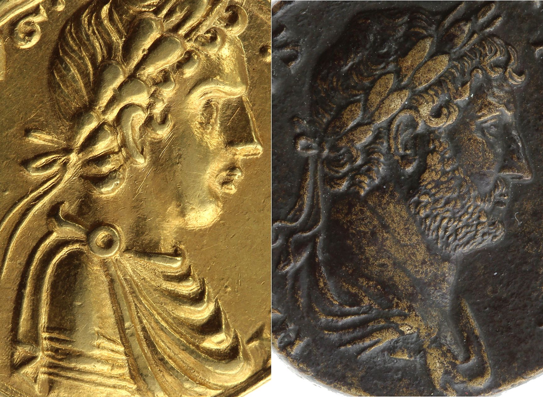 Friedrich II. und Hadrian im Münzporträt, Detailausschnitte