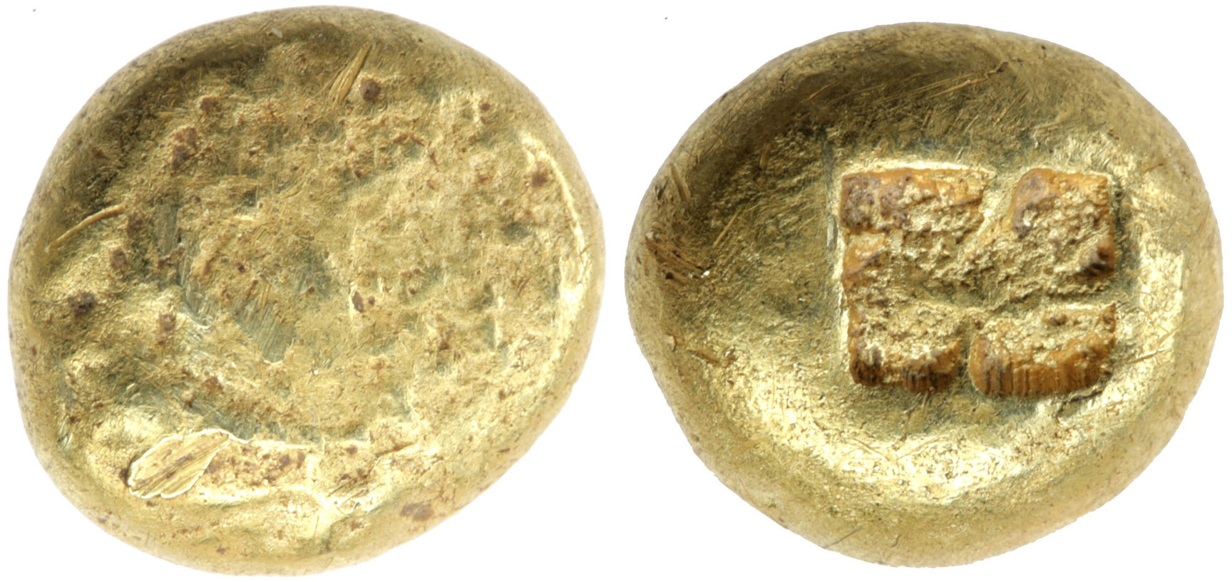 Non-pictorial electrum coin of the 7th century B.C