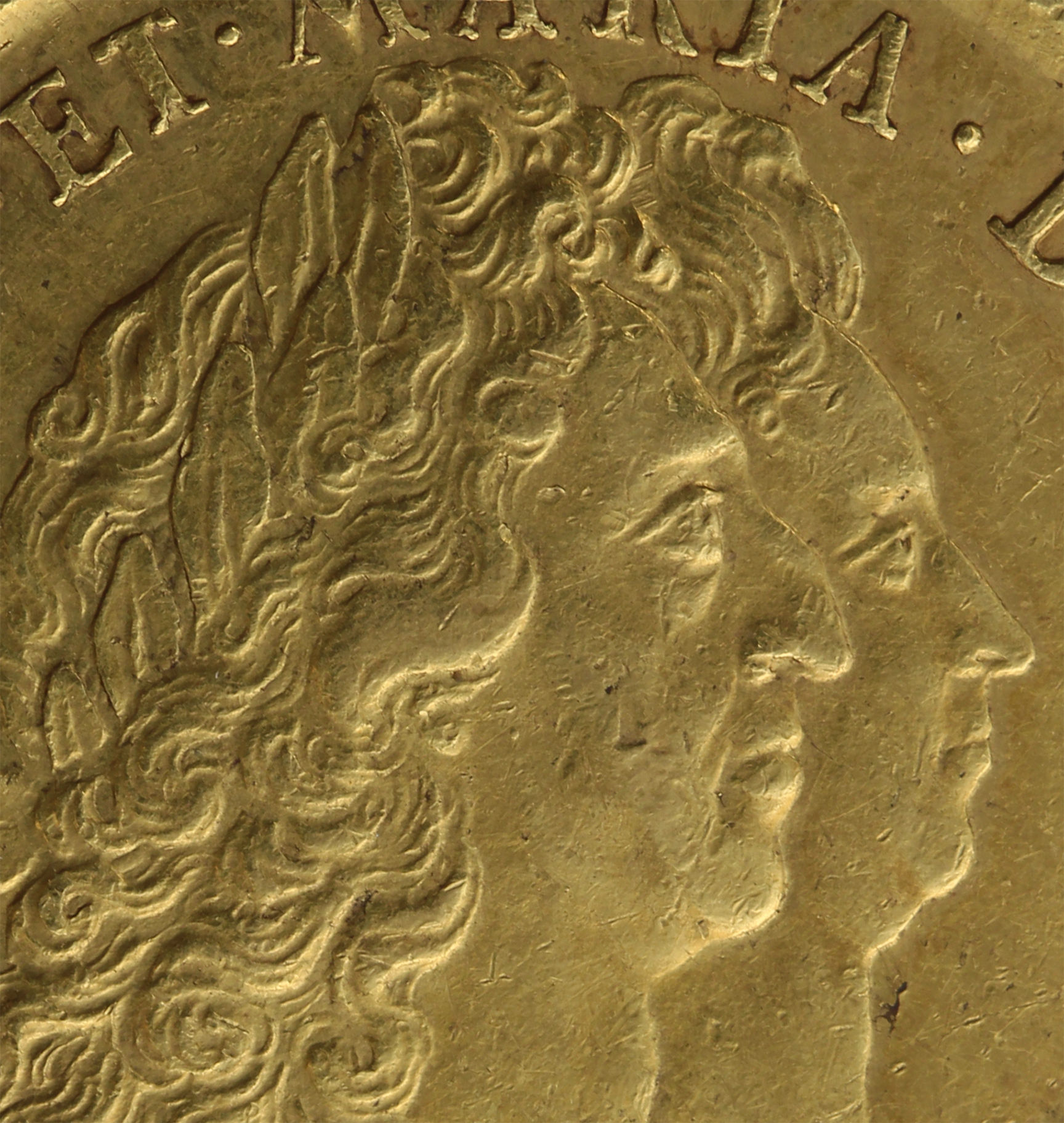 Mary and William 5 guineas - Profile portraits of the king and queen