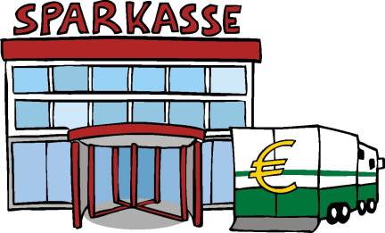Different bank buildings with cash transport vehicles outside ©Reinhild Kassing