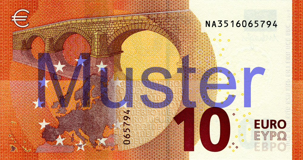 €10 banknote, Europa series - reverse side