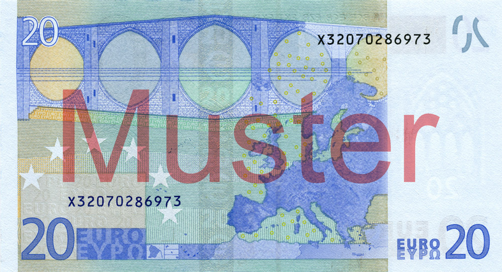 €20 banknote, 1st series - reverse side ©Bundesbank
