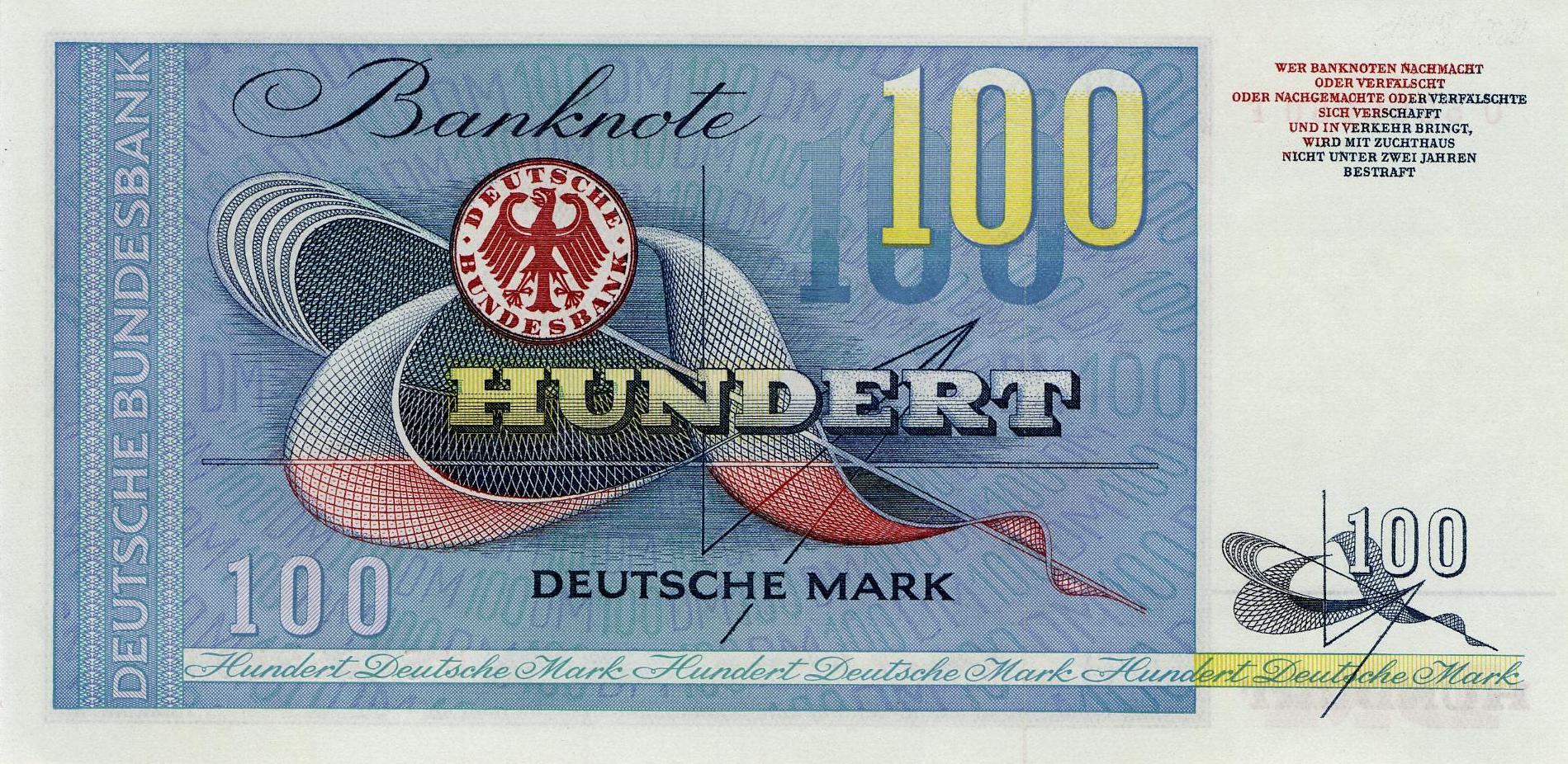 100 Deutsche Mark - Rückseite