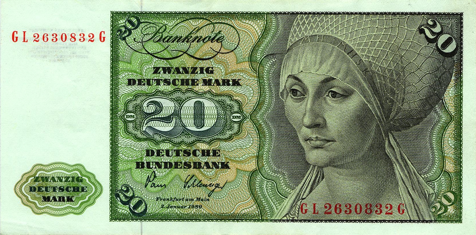 20 Deutsche Mark (1980) - Vorderseite