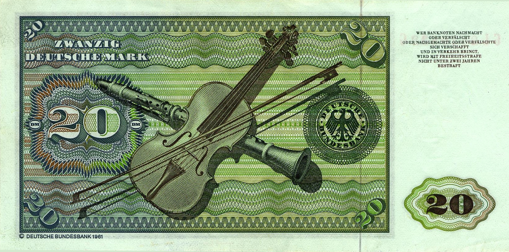 20 Deutsche Mark (1980) - Rückseite