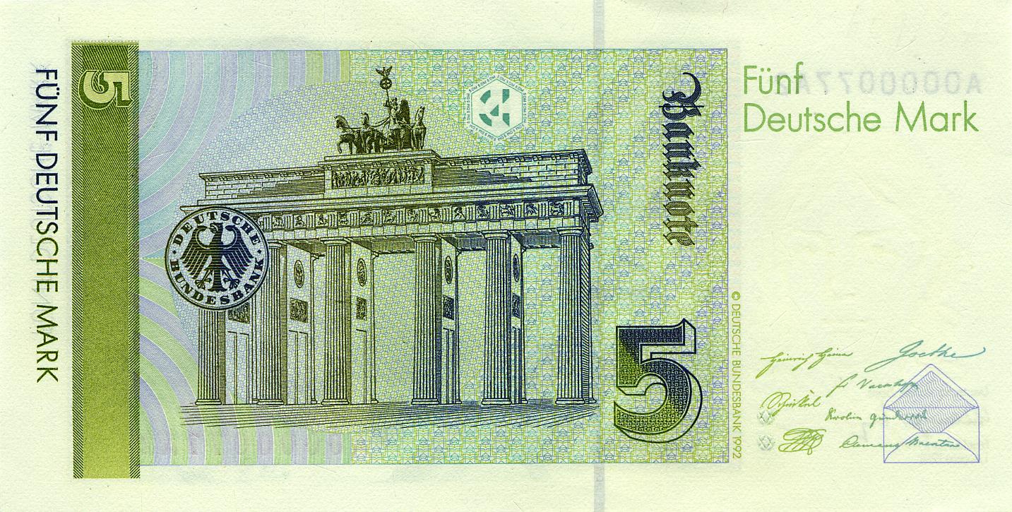 5 Deutsche Mark (1991) - Rückseite