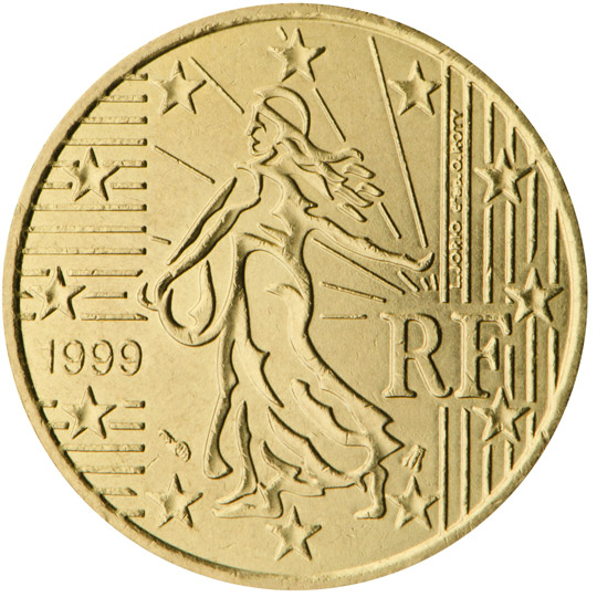 Nationale Rückseite der 50-Cent-Umlaufmünze in Frankreich