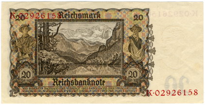 20 Reichsmark - 1939 - Rückseite