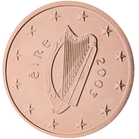 Nationale Rückseite der 5-Cent-Umlaufmünze in Irland