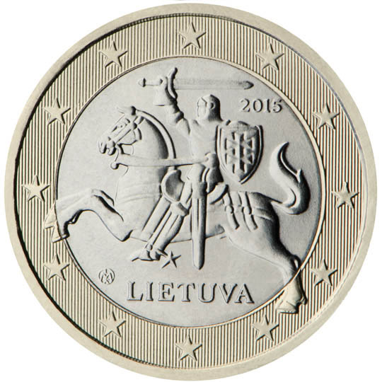 Nationale Rückseite der 1-Euro-Umlaufmünze in Litauen