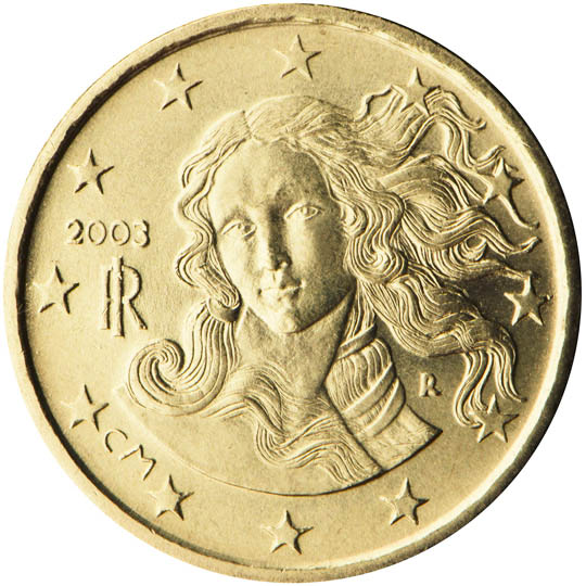 Nationale Rückseite der 10-Cent-Umlaufmünze in Italien