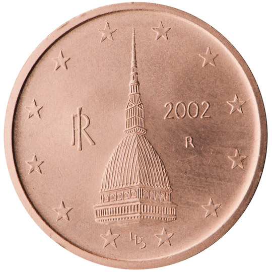 Nationale Rückseite der 2-Cent-Umlaufmünze in Italien