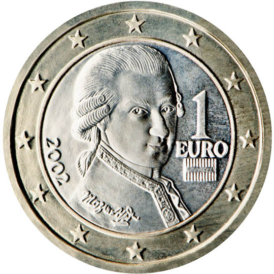 Nationale Rückseite der 1-Euro-Umlaufmünze in Österreich