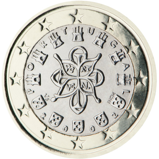 Nationale Rückseite der 1-Euro-Umlaufmünze in Portugal