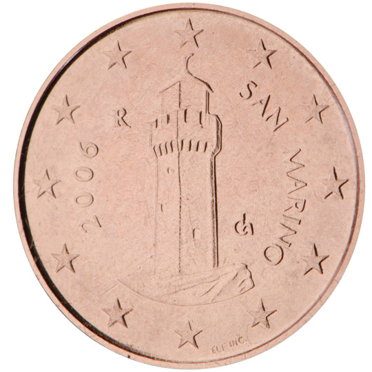 Nationale Rückseite der 1-Cent-Umlaufmünze in San Marino