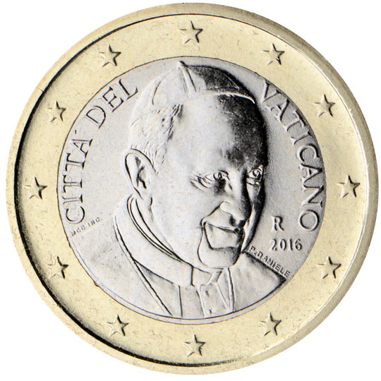 Nationale Rückseite der 1-Euro-Umlaufmünze im Vatikan, 4. Serie