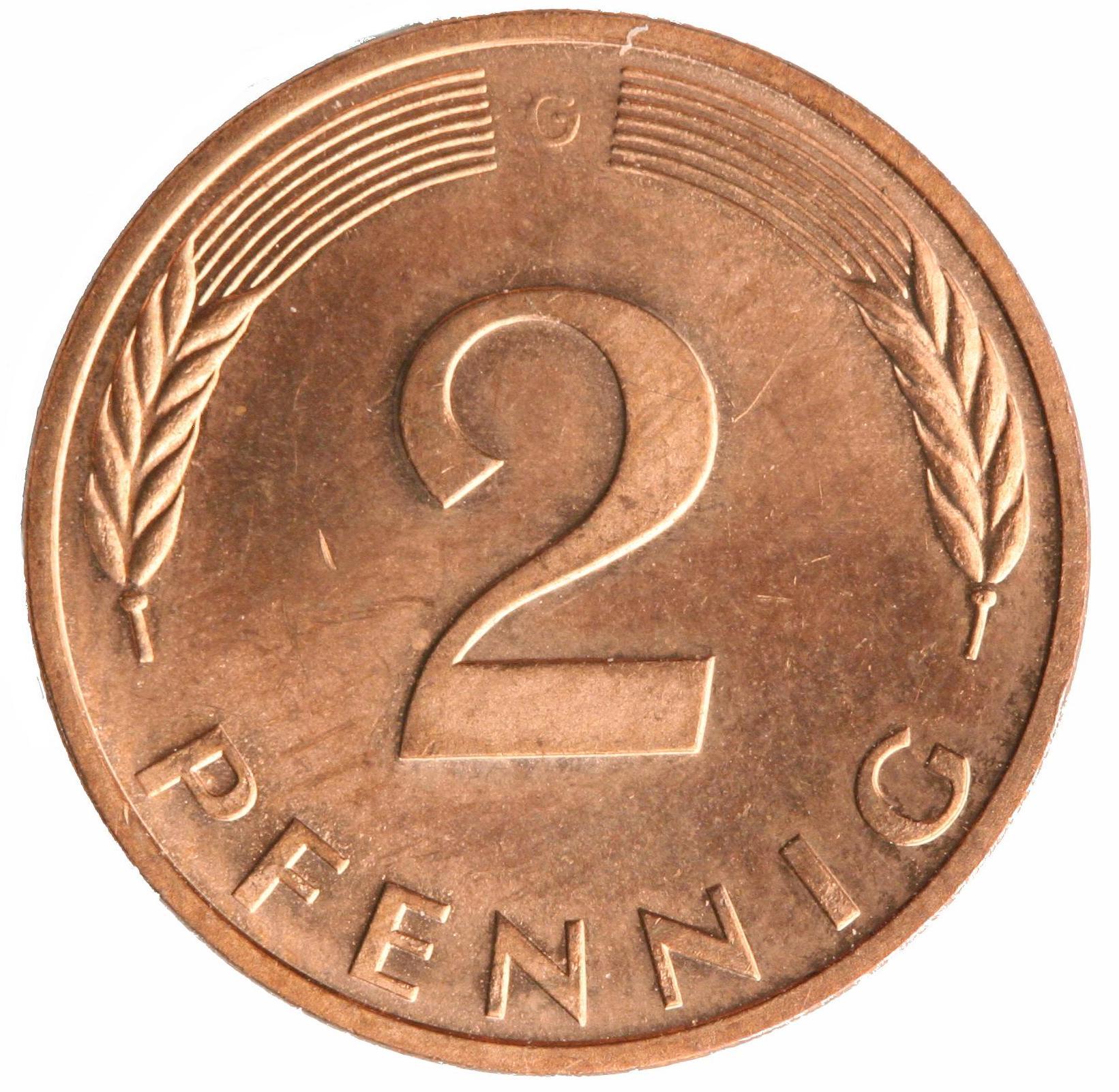 2-Pfennig Münze Vorderseite