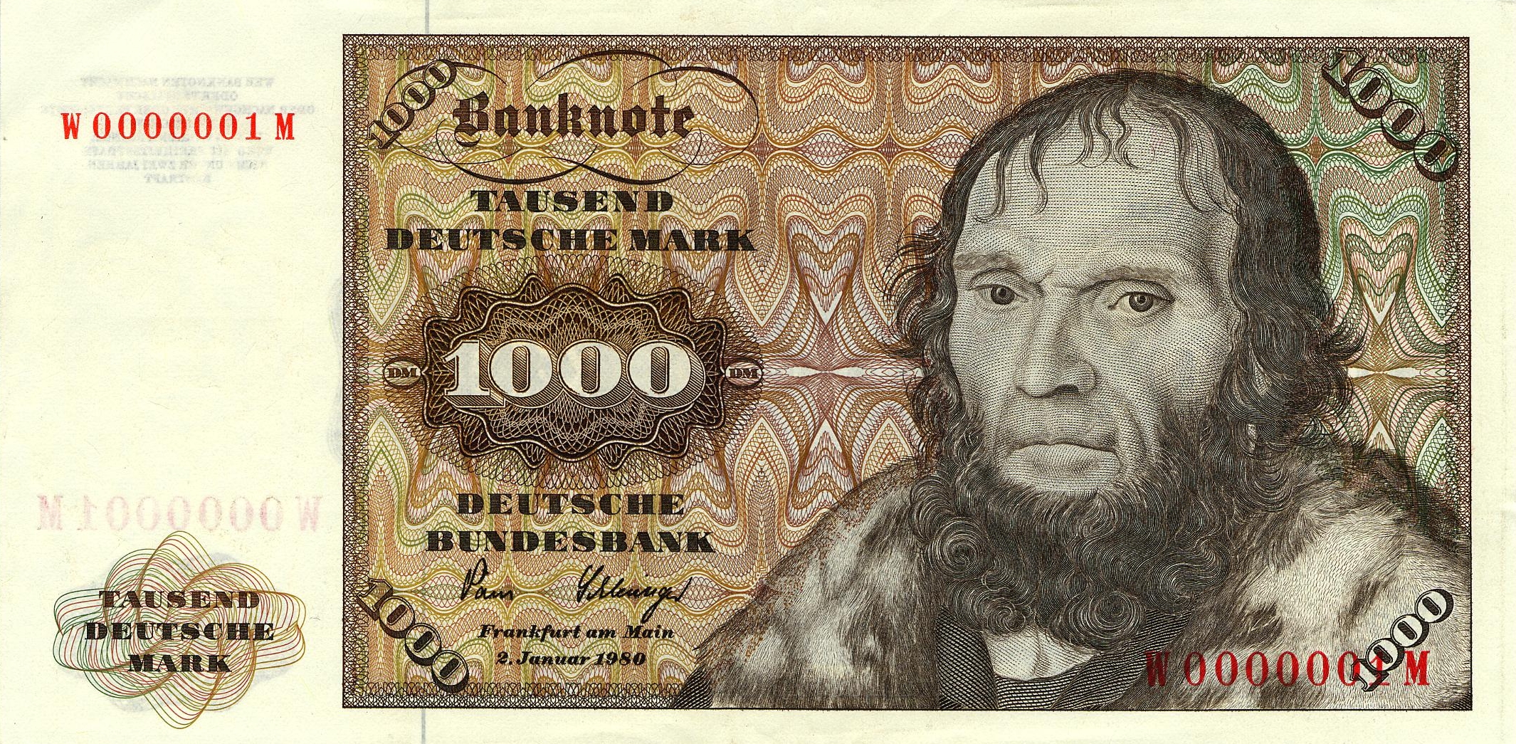 1000 Deutsche Mark (1980) - obverse