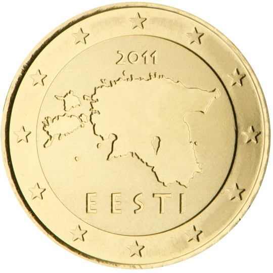 National back side of the 50, 20 and 10-cent coin in circulation in Estonia