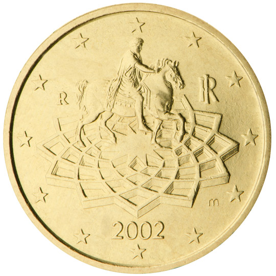 National back side of the 50-cent coin in circulation in Italy