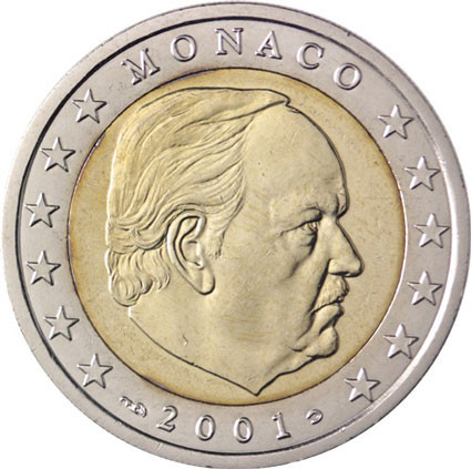 National back side of the 1-euro coin in circulation in Monaco,1 series