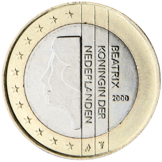 National back side of the 1-euro coin in circulation in the Netherlands, 1 series