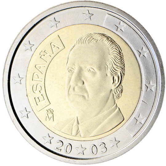 National back side of the 2-euro coin in circulation in Spain, 1. series