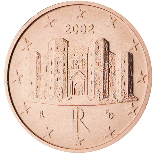National back side of the 1-cent coin in circulation in Italy