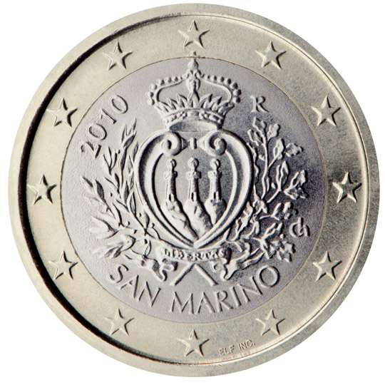 National back side of the 1-euro coin in circulation in San Marino, 1. series