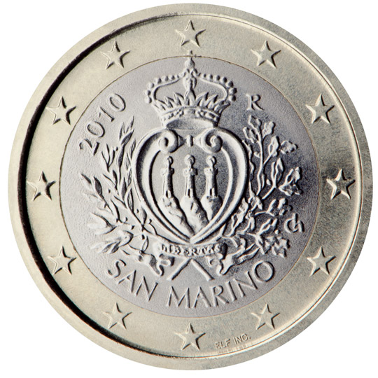 National back side of the 1-euro coin in circulation in San Marino, 1. series