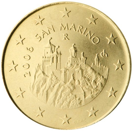 National back side of the 50-cent coin in circulation in San Marino, 1. series