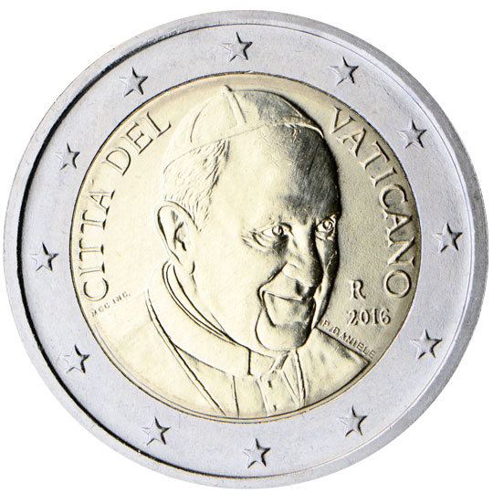 National back side of the 2-euro coin in circulation in the Vatican, 4. series