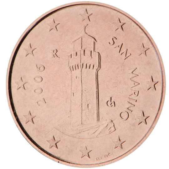 National back side of the 1-cent coin in circulation in San Marino, 1. series