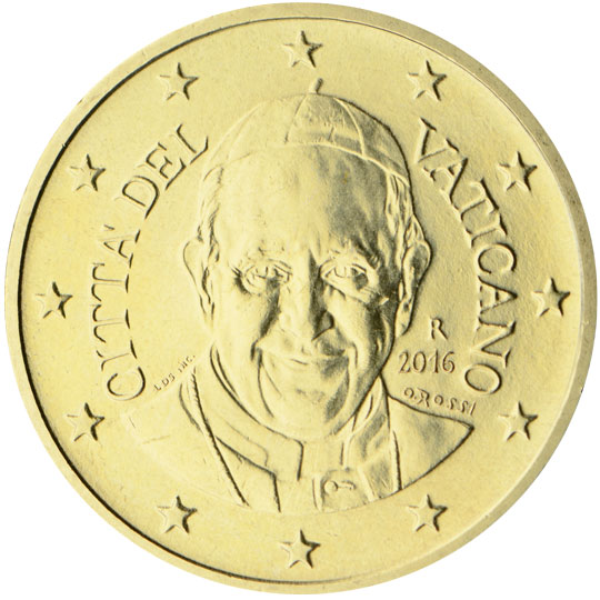 National back side of the 50-cent coin in circulation in the Vatican, 4 series