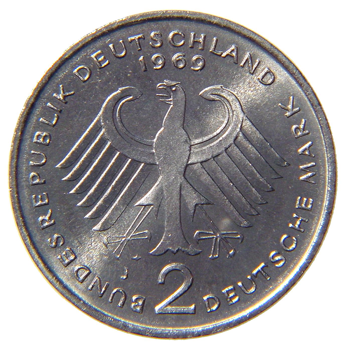 2-DM coin Adenauer - reverse