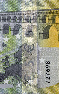 Sicherheitsmerkmale der 5 € - Banknote, Europa Serie