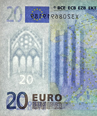 Sicherheitsmerkmale der 20 € - Banknote, erste Serie