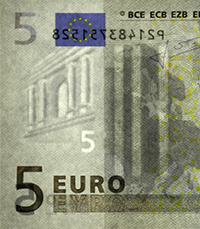 Wasserzeichen auf der Vorderseite einer 5-Euro-Banknote
