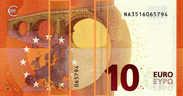 Rückseite einer 10-Euro-Banknote