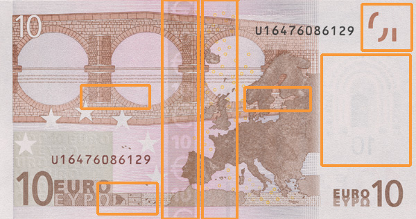 Rückseite einer 10-Euro-Banknote