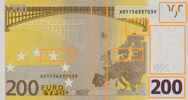 Rückseite einer 200-Euro-Banknote