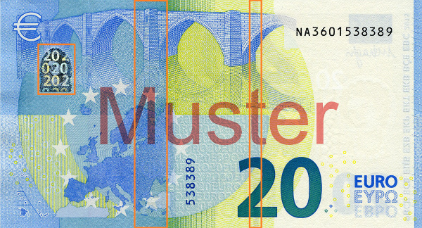 Rückseite einer 20-Euro-Banknote der Europa-Serie