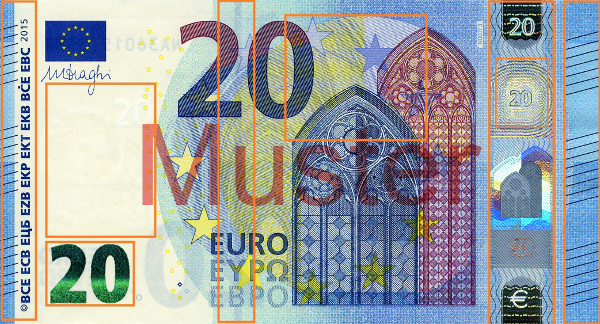 Sicherheitsmerkmale der 20 € - Banknote, Europa Serie