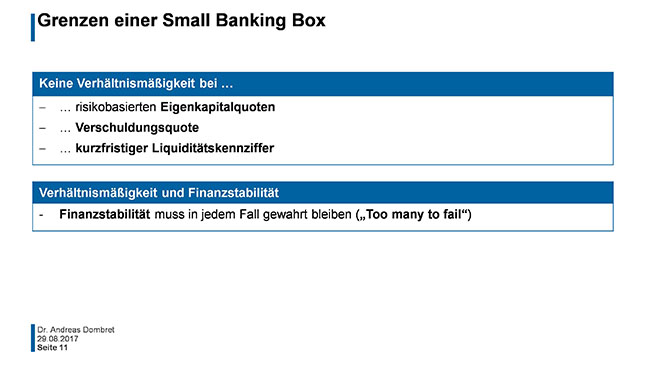 Grafik: Grenzen einer Small Banking Box