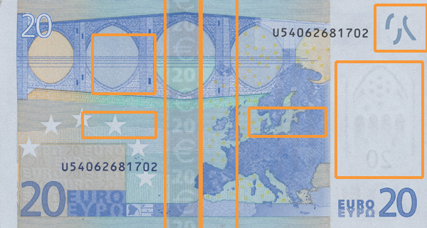 Rückseite einer 20-Euro-Banknote