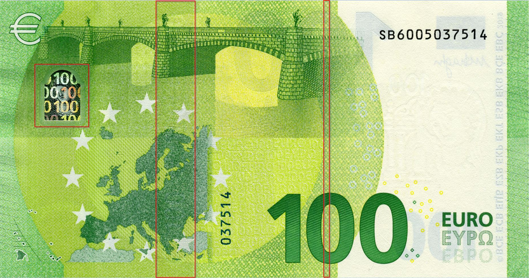 100 euro banknote, Europa series - front side