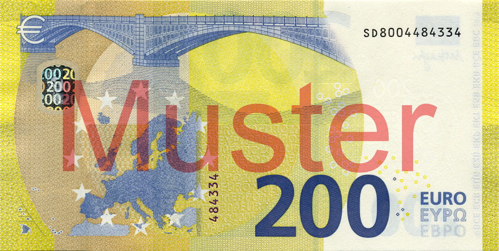 €200 banknote, Europa series - reverse side